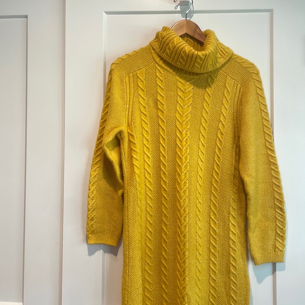 ANN TAYLOR Sweater Dress Mustard Yellow Size XS